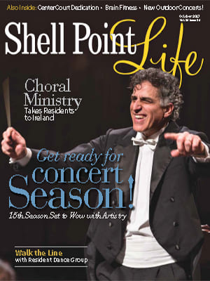 Magazine cover of Shell Point life covered about concert season in Fort Myers, FL