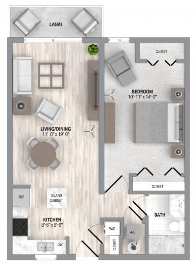 Cellana 1 Bedroom Deluxe Floorplan