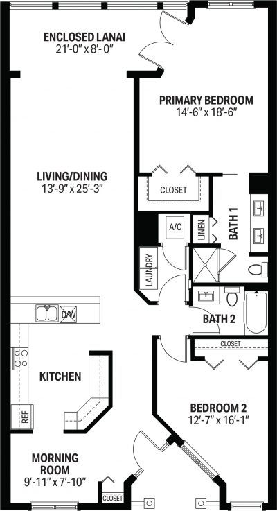 Rosemont 2 Bed/2 Bath Traditional Floorplan