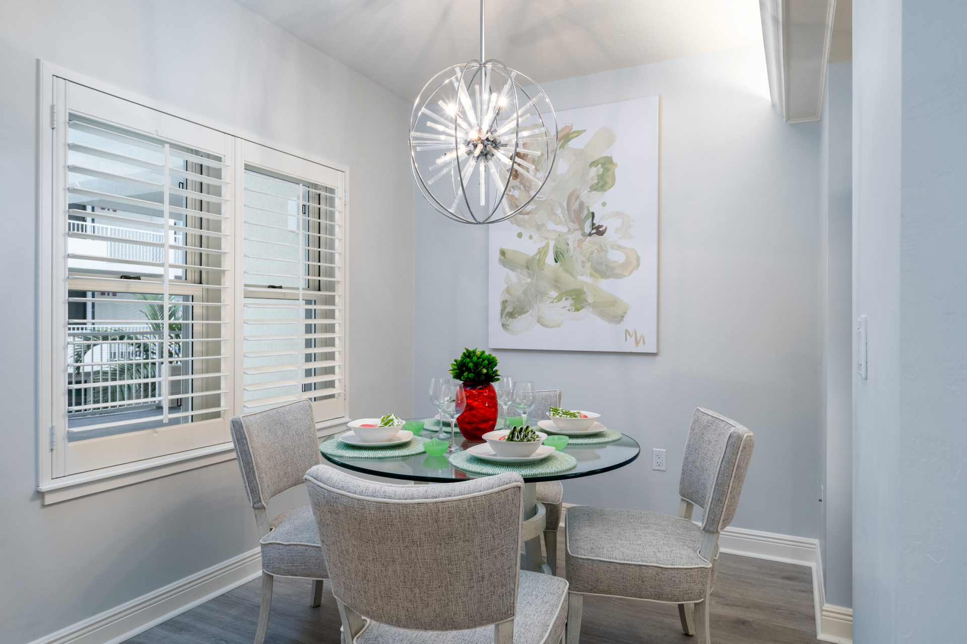 The breakfast nook in the Rosemont Model Home at Shell Point Retirement Community