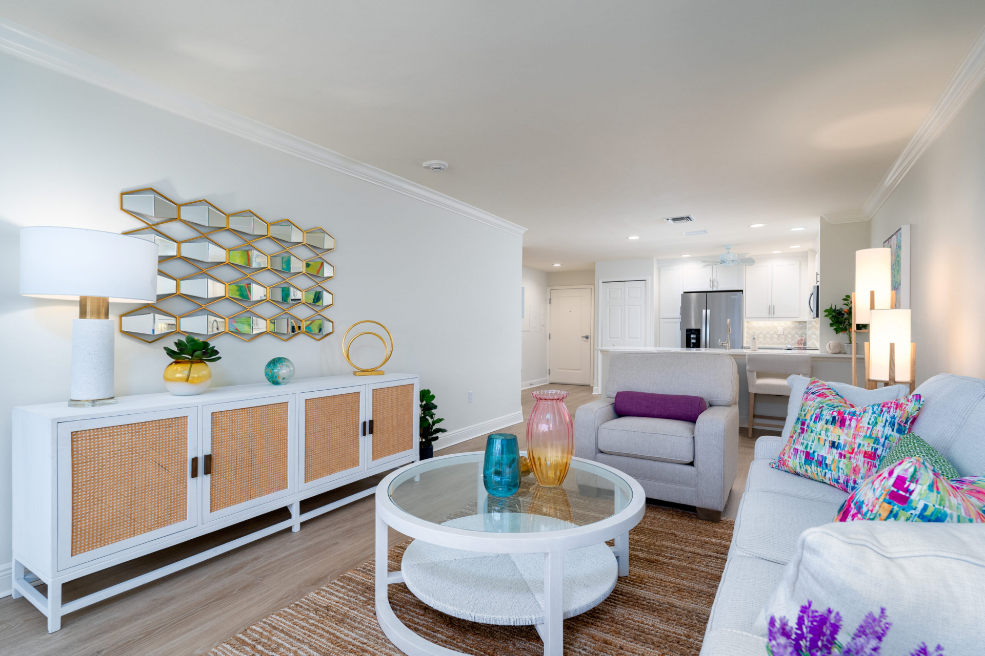 The living room in the Junonia Model Home at Shell Point Retirement Community